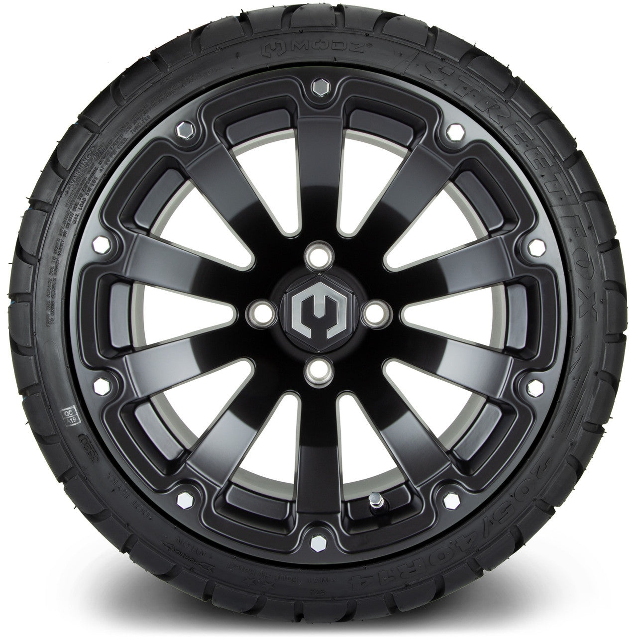 MODZ® 14" Bomber Matte Black Wheels & Street Tires Combo