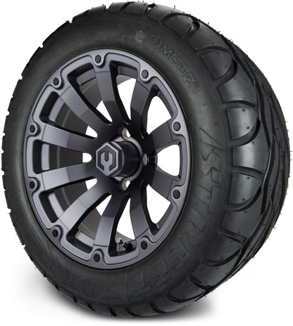 MODZ® 14" Bomber Matte Gunmetal Wheels & Street Tires Combo