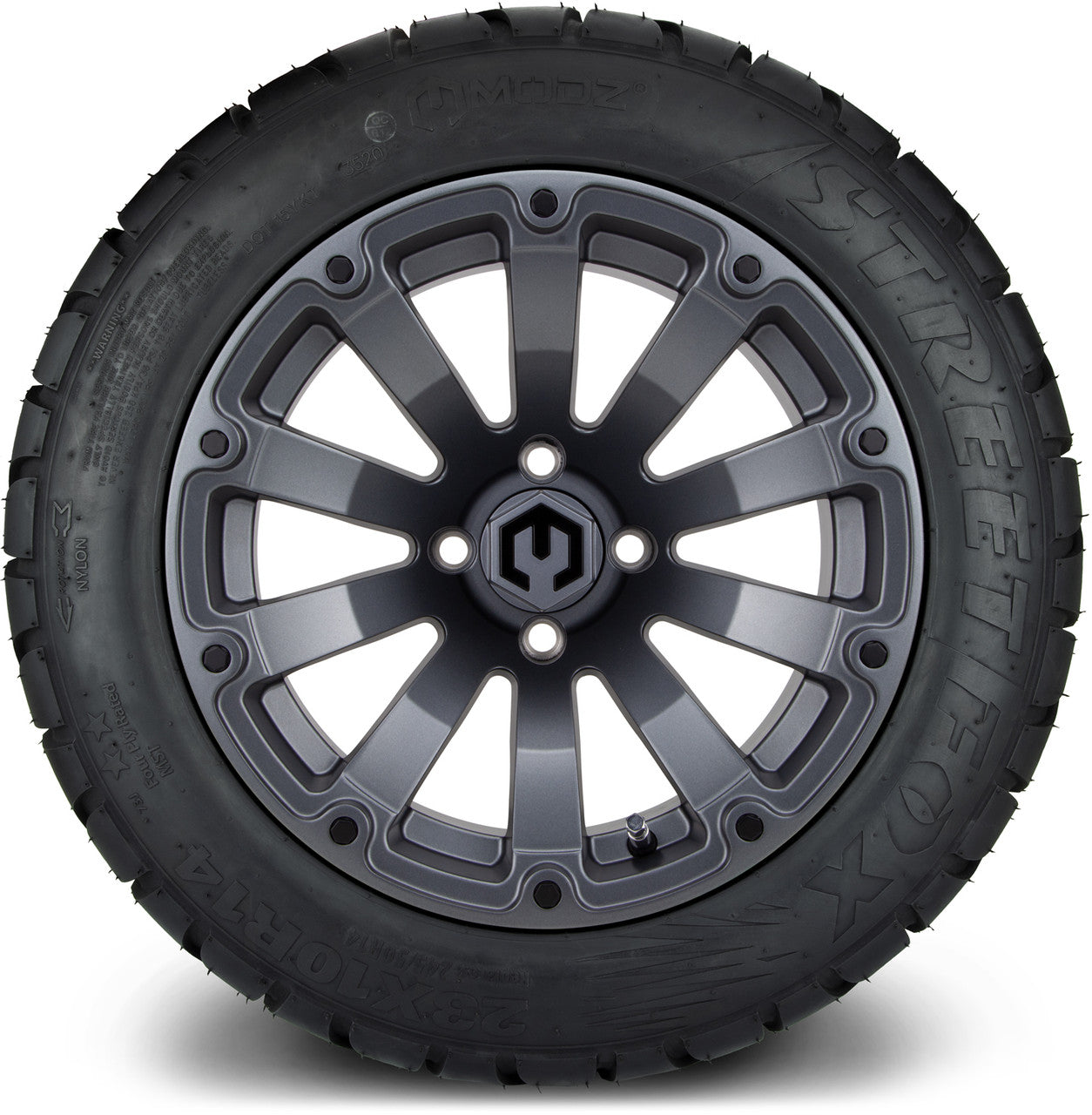 MODZ® 14" Bomber Matte Gunmetal Wheels & Street Tires Combo