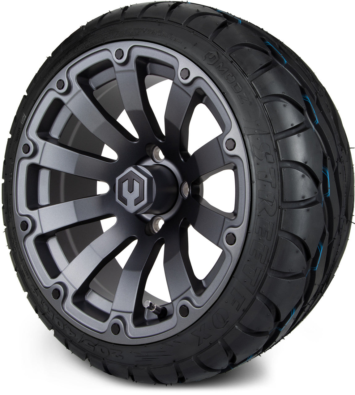 MODZ® 14" Bomber Matte Gunmetal Wheels & Street Tires Combo