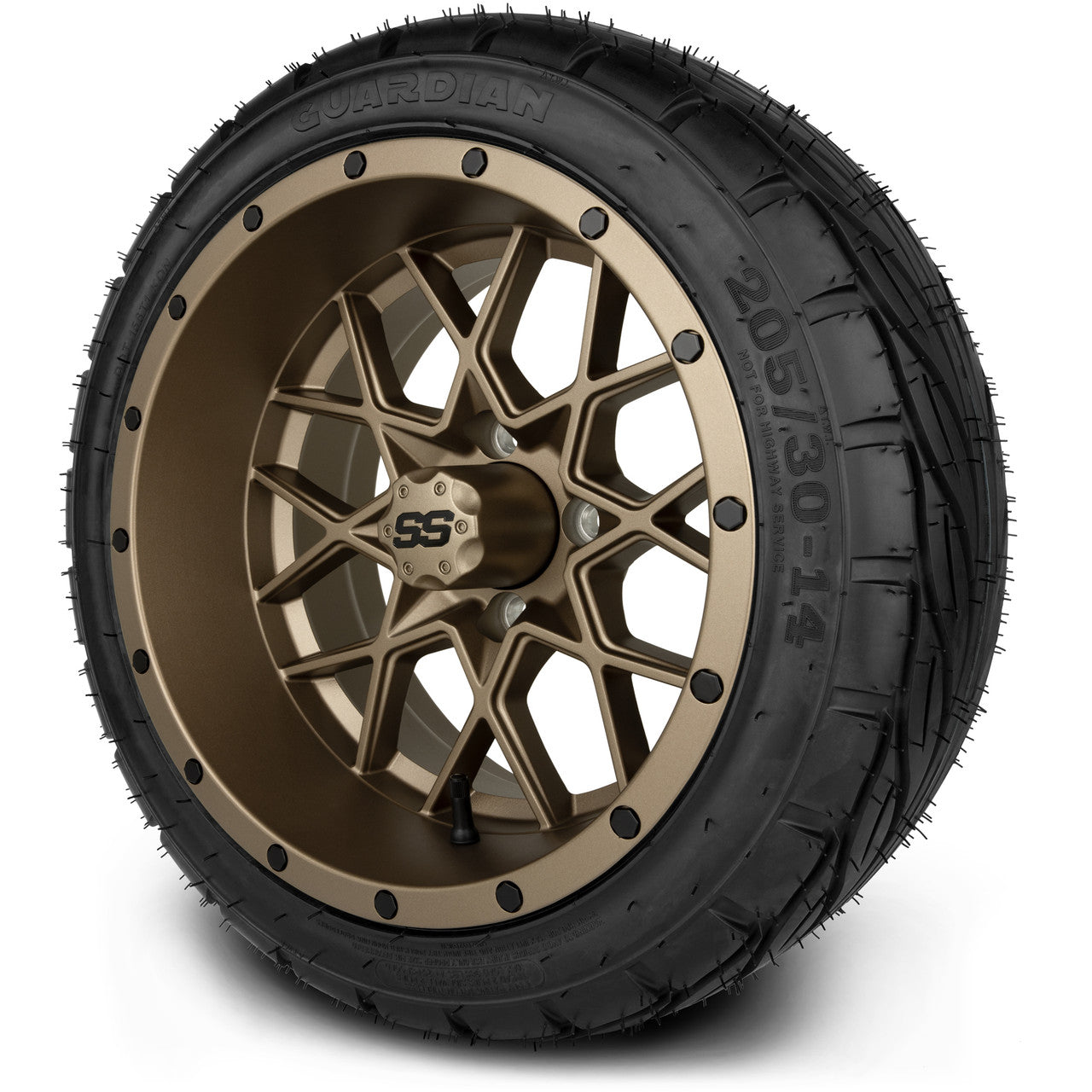 MODZ® 14" Vortex Matte Bronze Wheels & Street Tires Combo