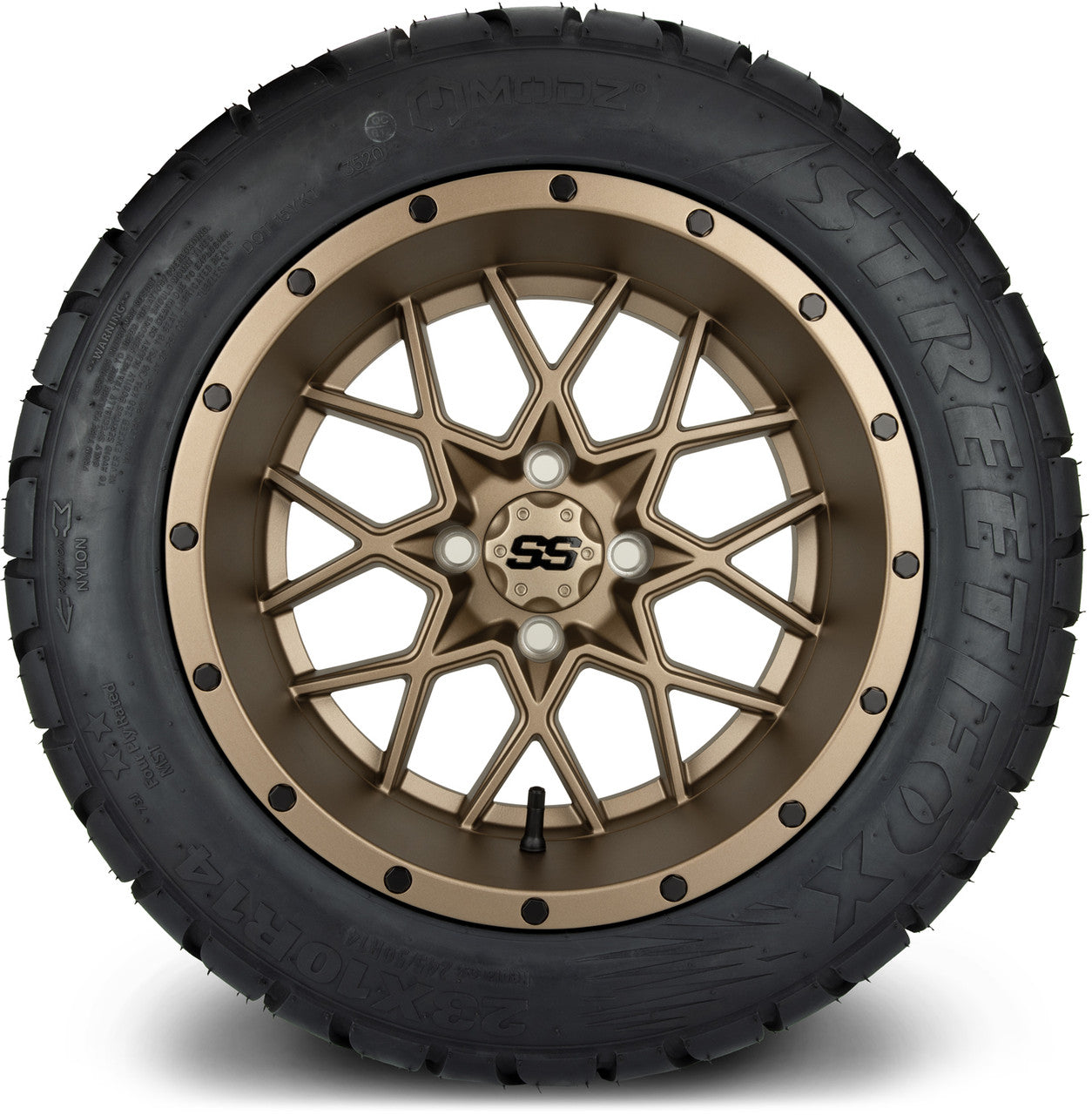 MODZ® 14" Vortex Matte Bronze Wheels & Street Tires Combo