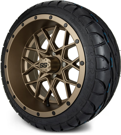 MODZ® 14" Vortex Matte Bronze Wheels & Street Tires Combo