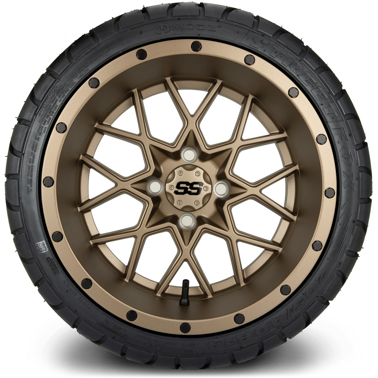 MODZ® 14" Vortex Matte Bronze Wheels & Street Tires Combo