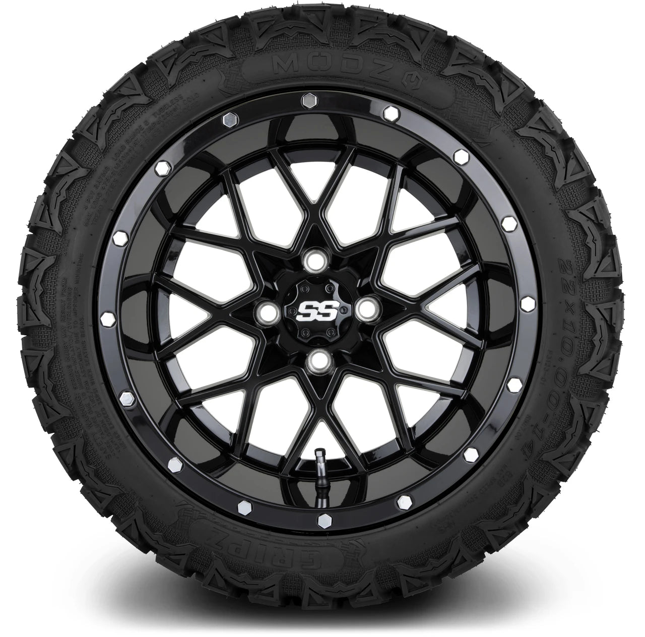 MODZ® 14" Vortex Glossy Black Wheels & Off-Road Tires Combo