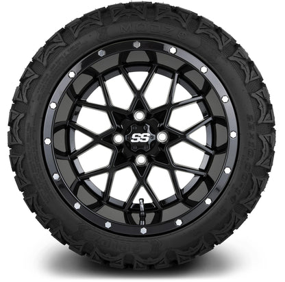 MODZ® 14" Vortex Glossy Black Wheels & Off-Road Tires Combo