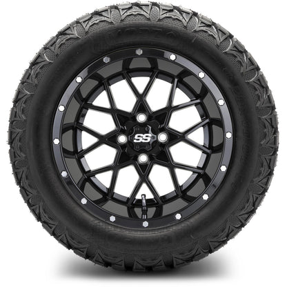 MODZ® 14" Vortex Glossy Black Wheels & Off-Road Tires Combo