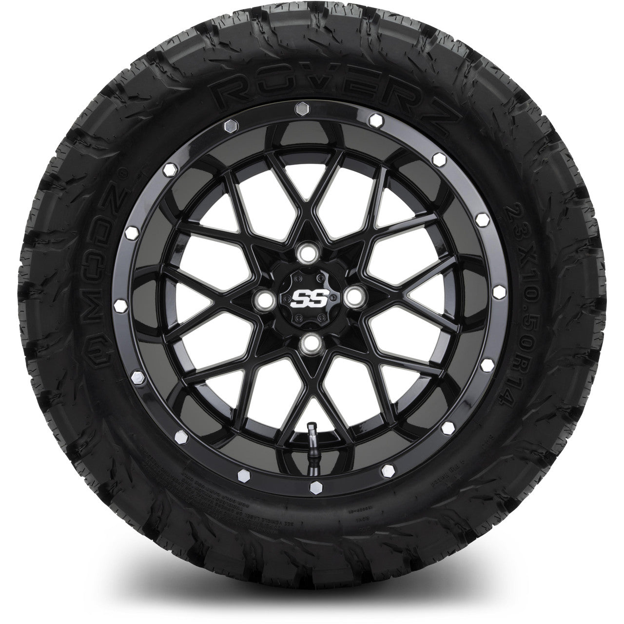 MODZ® 14" Vortex Glossy Black Wheels & Off-Road Tires Combo