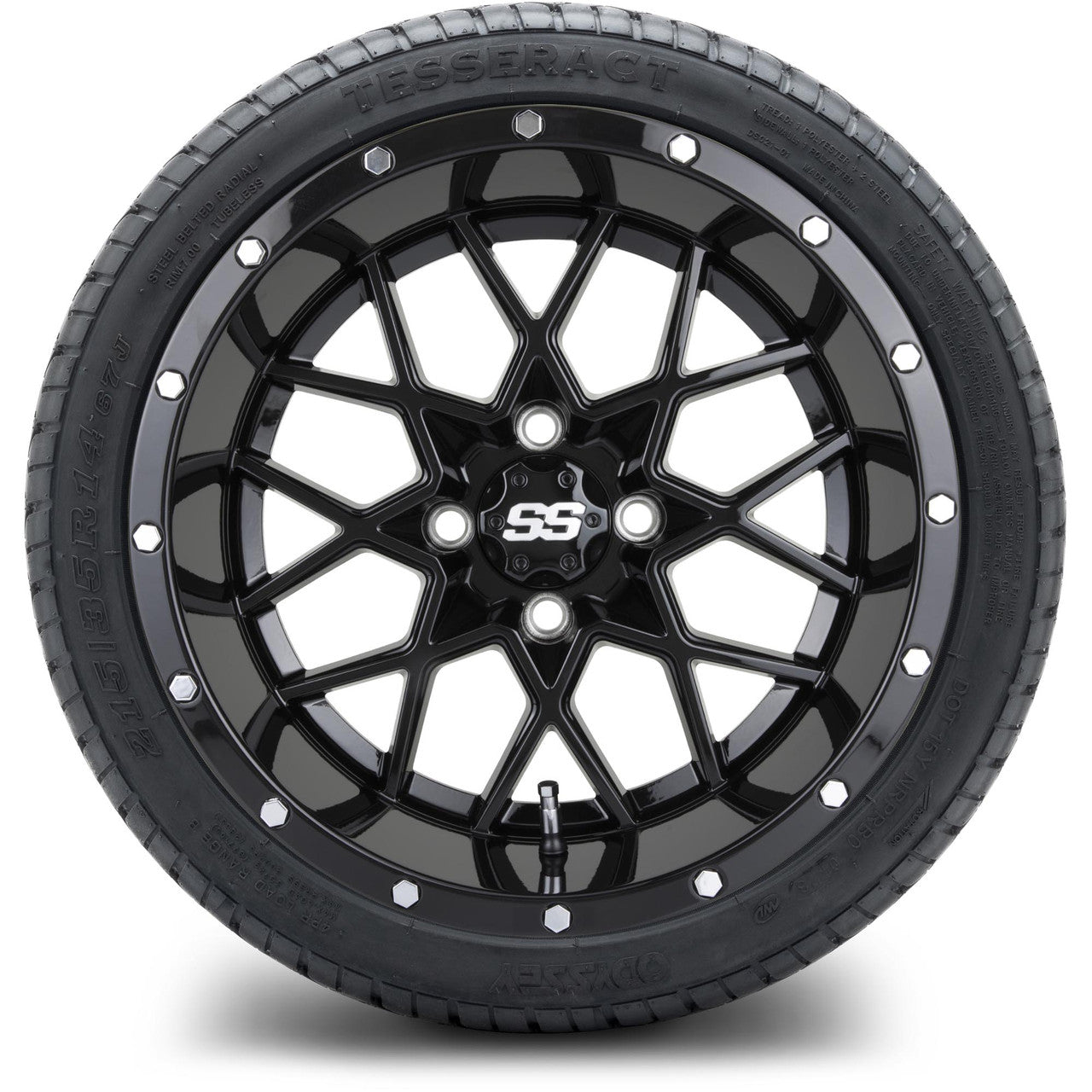MODZ® 14" Vortex Glossy Black Wheels & Street Tires Combo