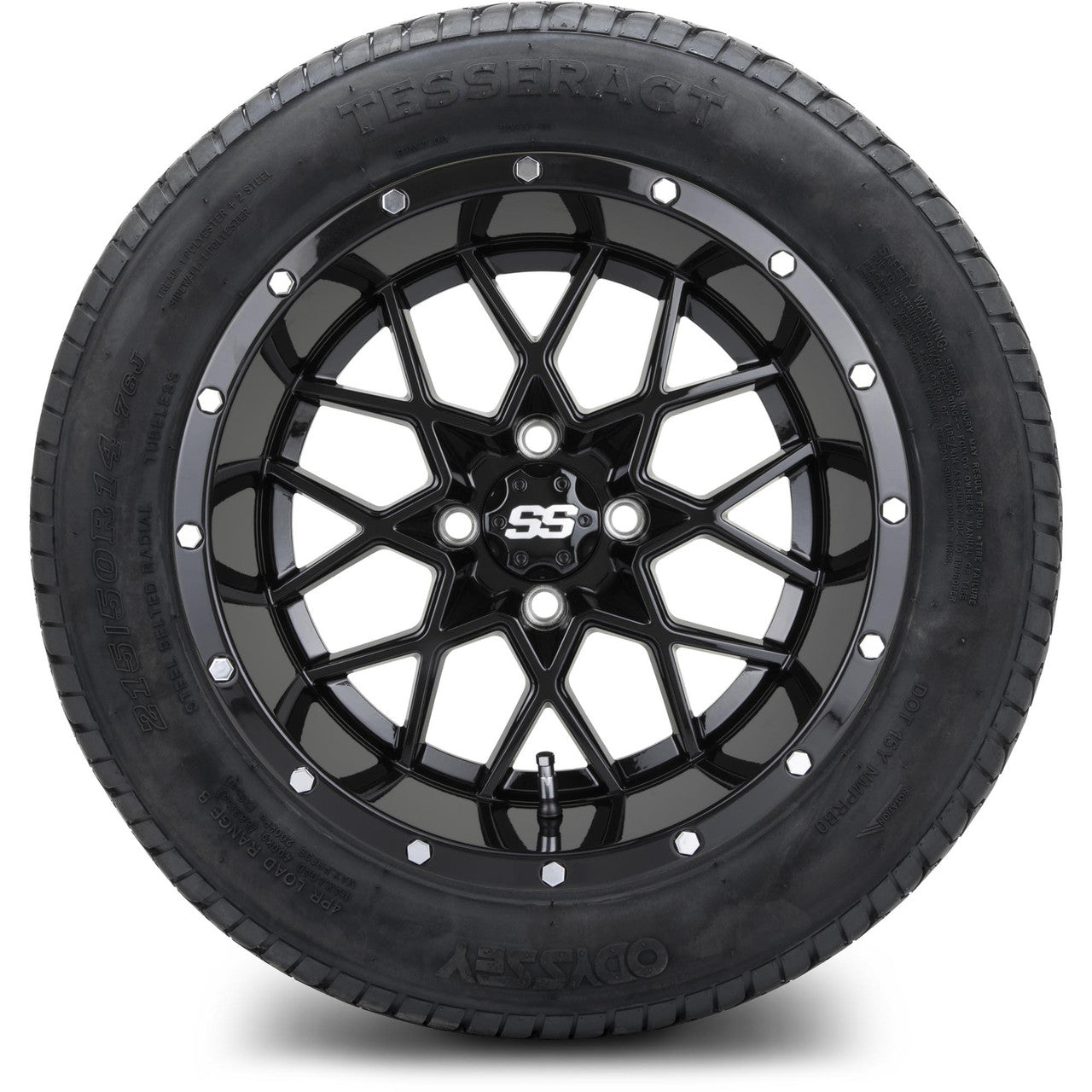 MODZ® 14" Vortex Glossy Black Wheels & Street Tires Combo