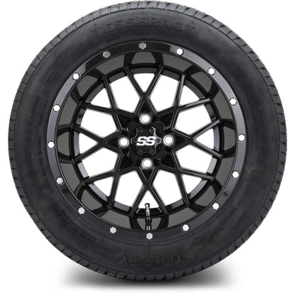 MODZ® 14" Vortex Glossy Black Wheels & Street Tires Combo