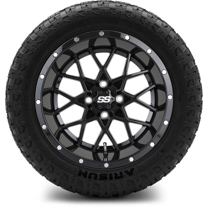 MODZ® 14" Vortex Glossy Black Wheels & Off-Road Tires Combo