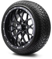 MODZ® 14" Vortex Glossy Black Wheels & Street Tires Combo