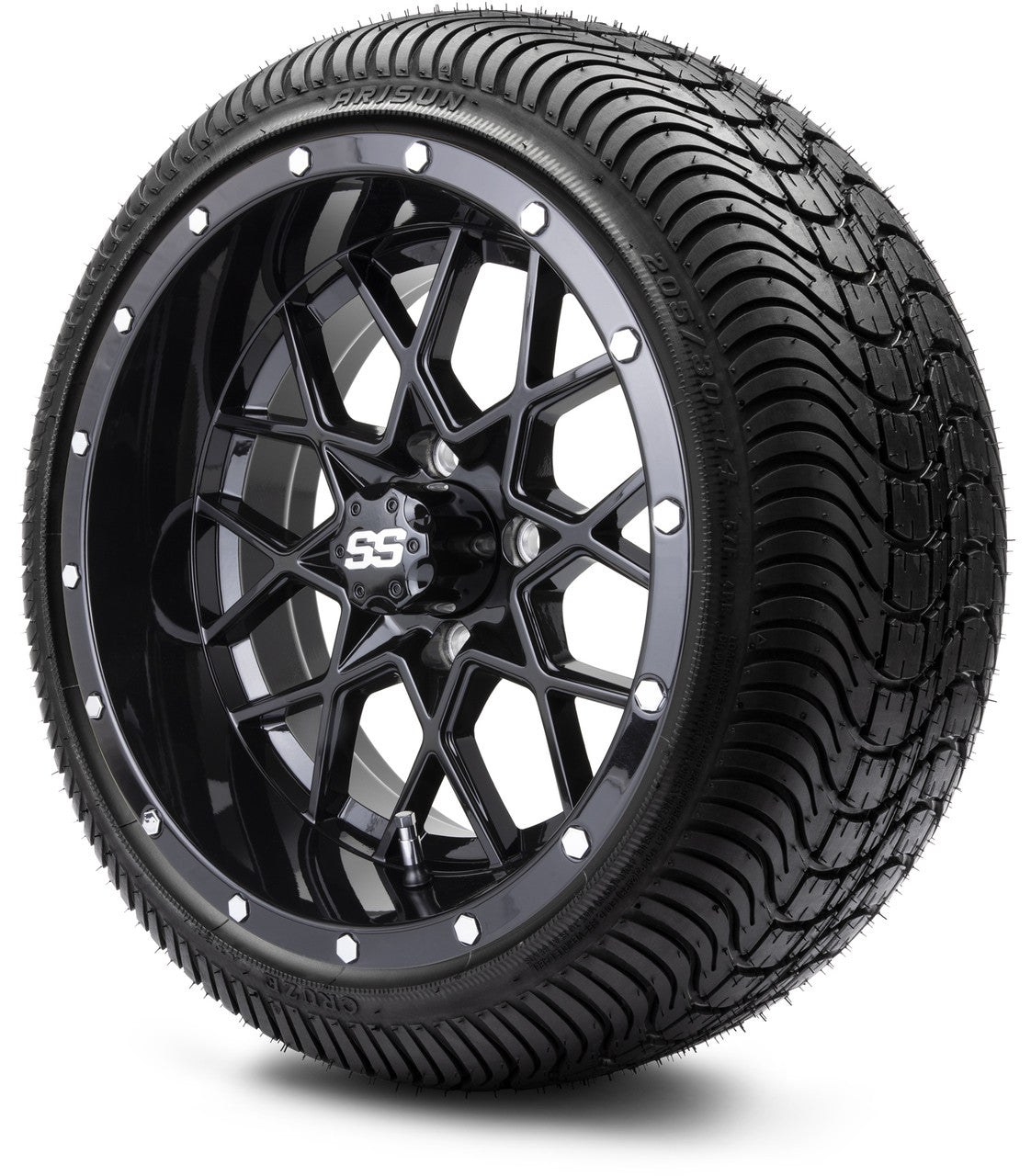 MODZ® 14" Vortex Glossy Black Wheels & Street Tires Combo