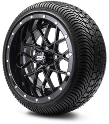 MODZ® 14" Vortex Glossy Black Wheels & Street Tires Combo