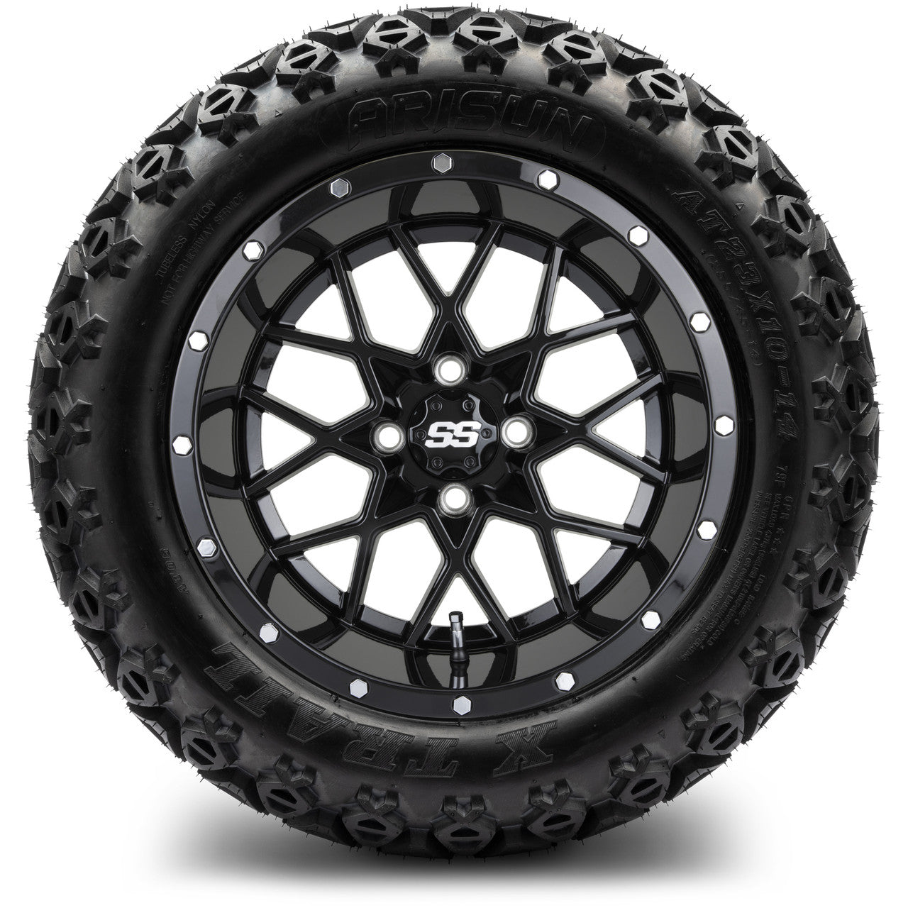 MODZ® 14" Vortex Glossy Black Wheels & Off-Road Tires Combo