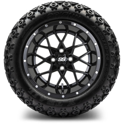 MODZ® 14" Vortex Glossy Black Wheels & Off-Road Tires Combo