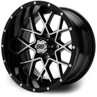 MODZ® Vortex Machined Black 14" Golf Cart Wheel