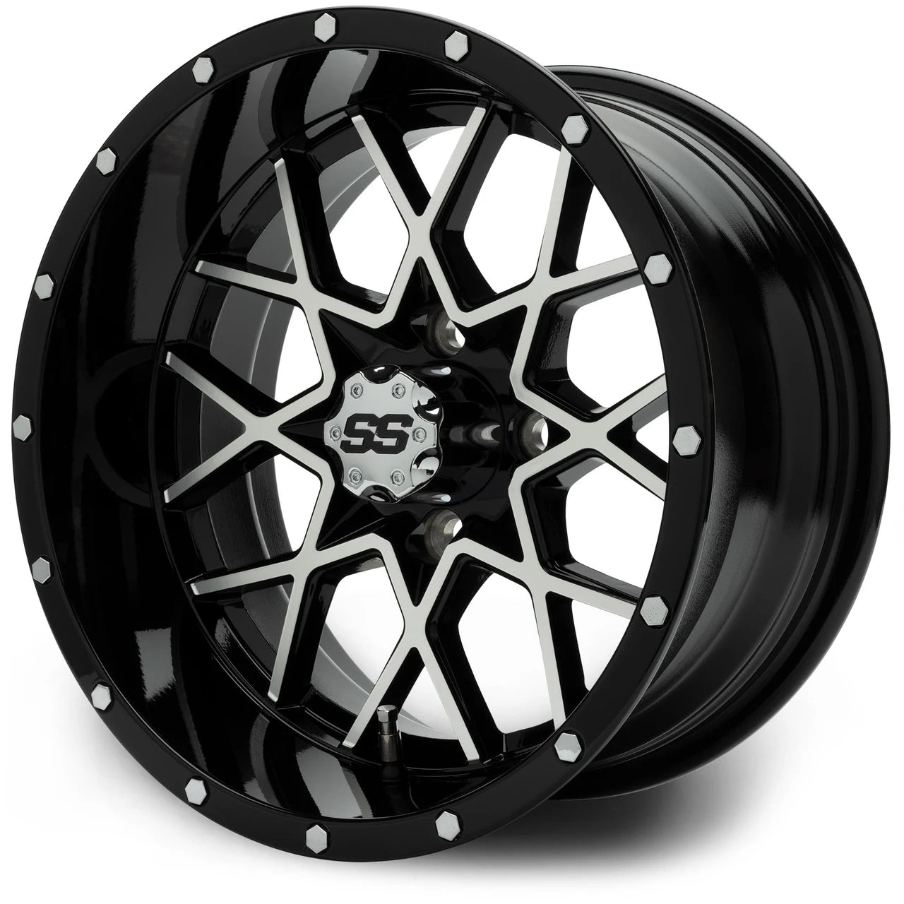 MODZ® Vortex Machined Black 14" Golf Cart Wheel