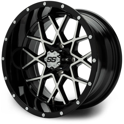 MODZ® Vortex Machined Black 14" Golf Cart Wheel