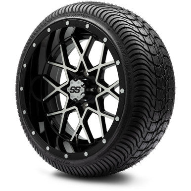 MODZ® 14" Vortex Machined Black Wheels & Street Tires Combo