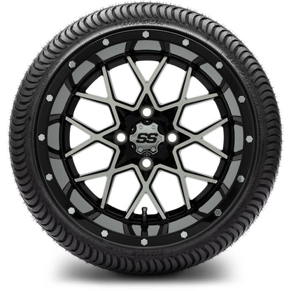 MODZ® 14" Vortex Machined Black Wheels & Street Tires Combo