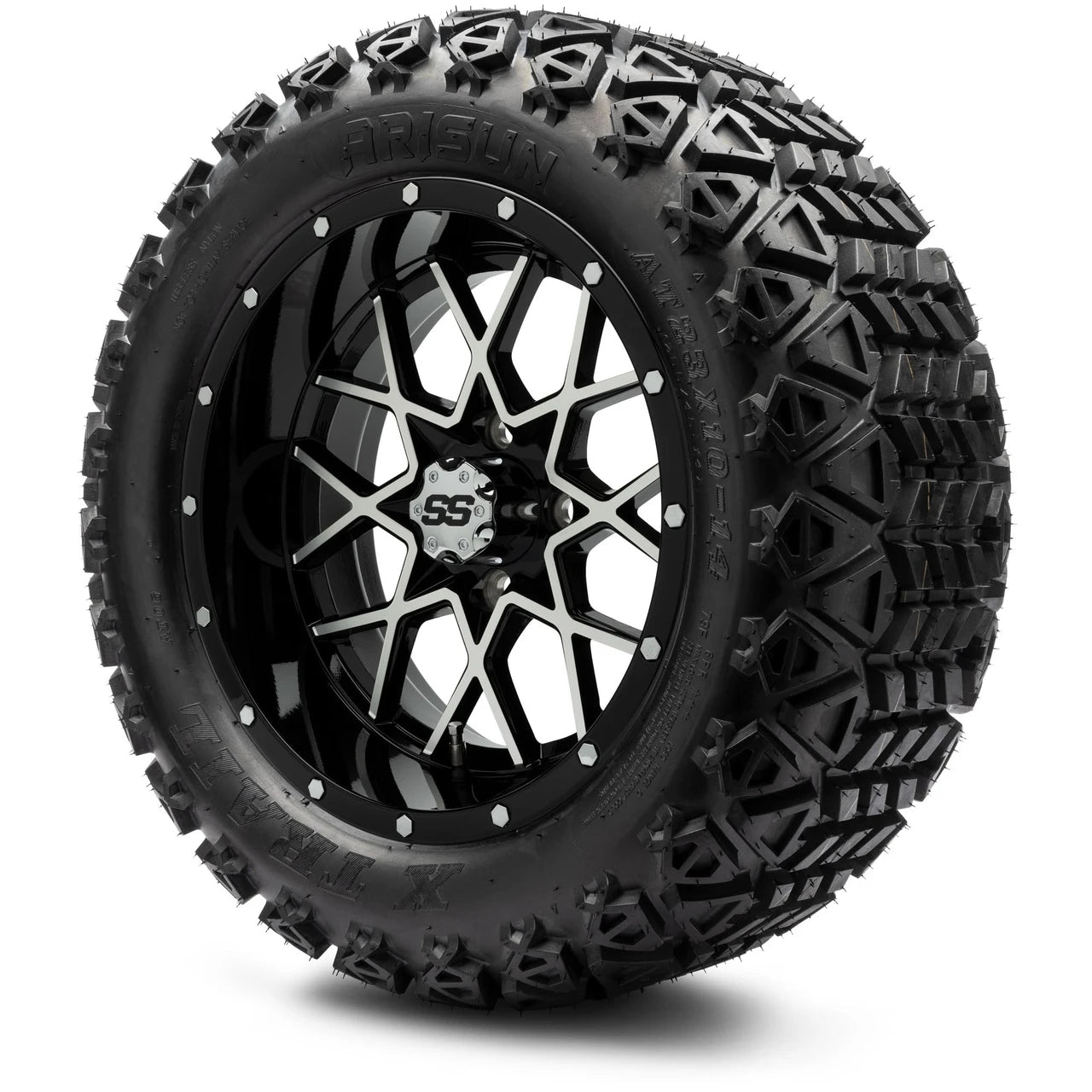MODZ® 14" Vortex Machined Black Wheels & Off-Road Tires Combo