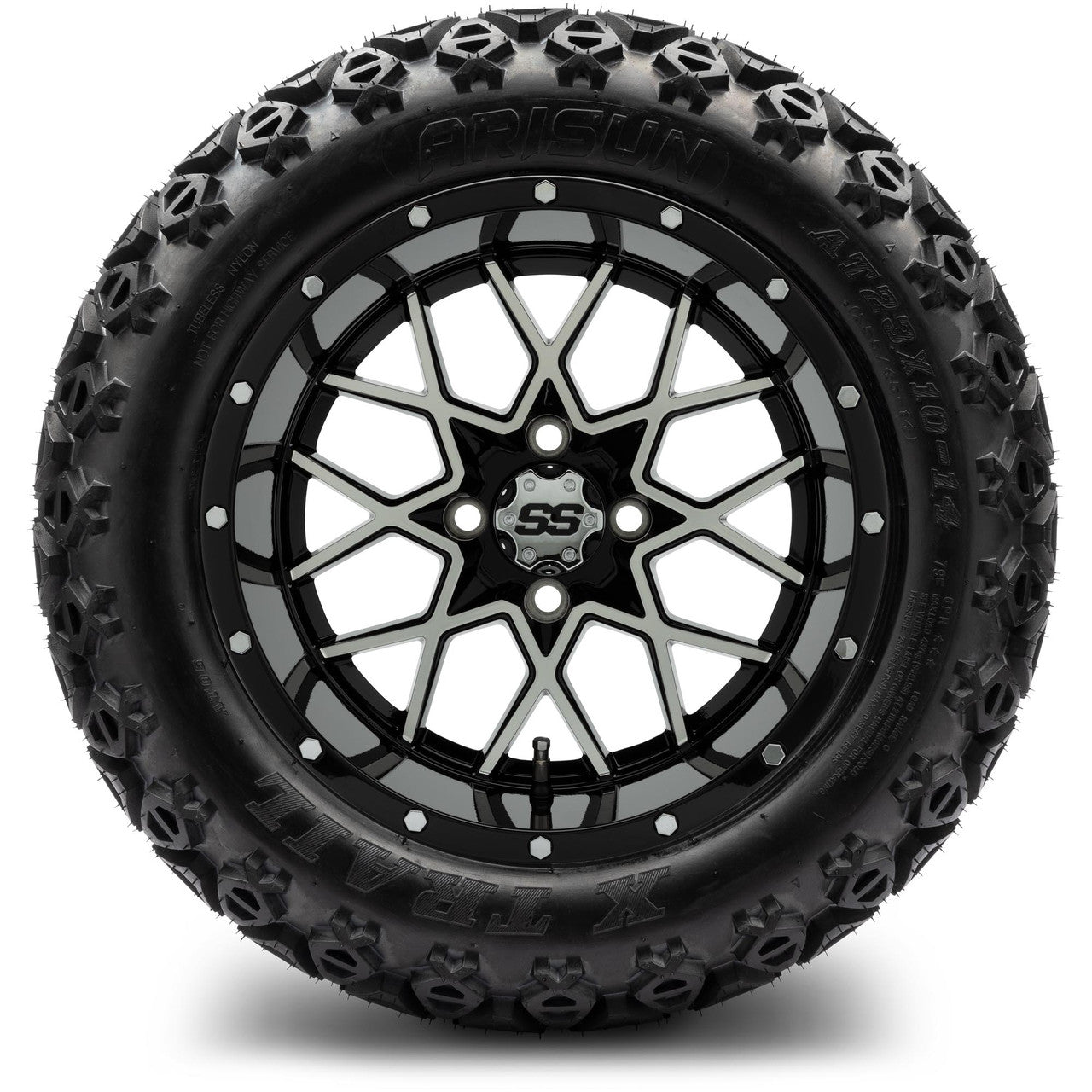 MODZ® 14" Vortex Machined Black Wheels & Off-Road Tires Combo