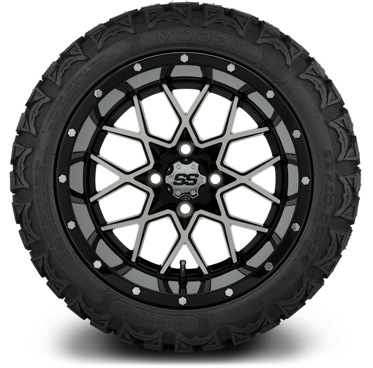 MODZ® 14" Vortex Machined Black Wheels & Off-Road Tires Combo