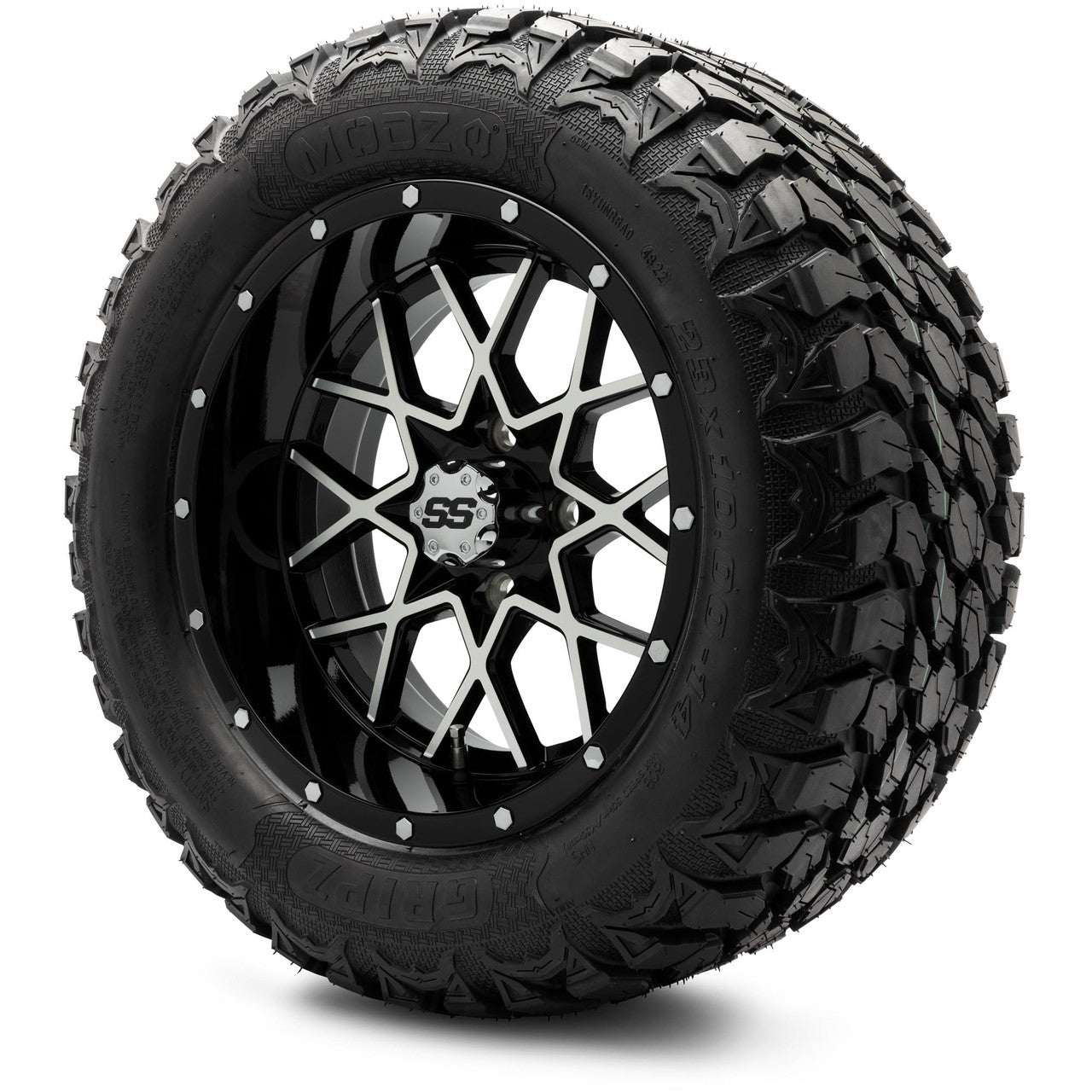 MODZ® 14" Vortex Machined Black Wheels & Off-Road Tires Combo