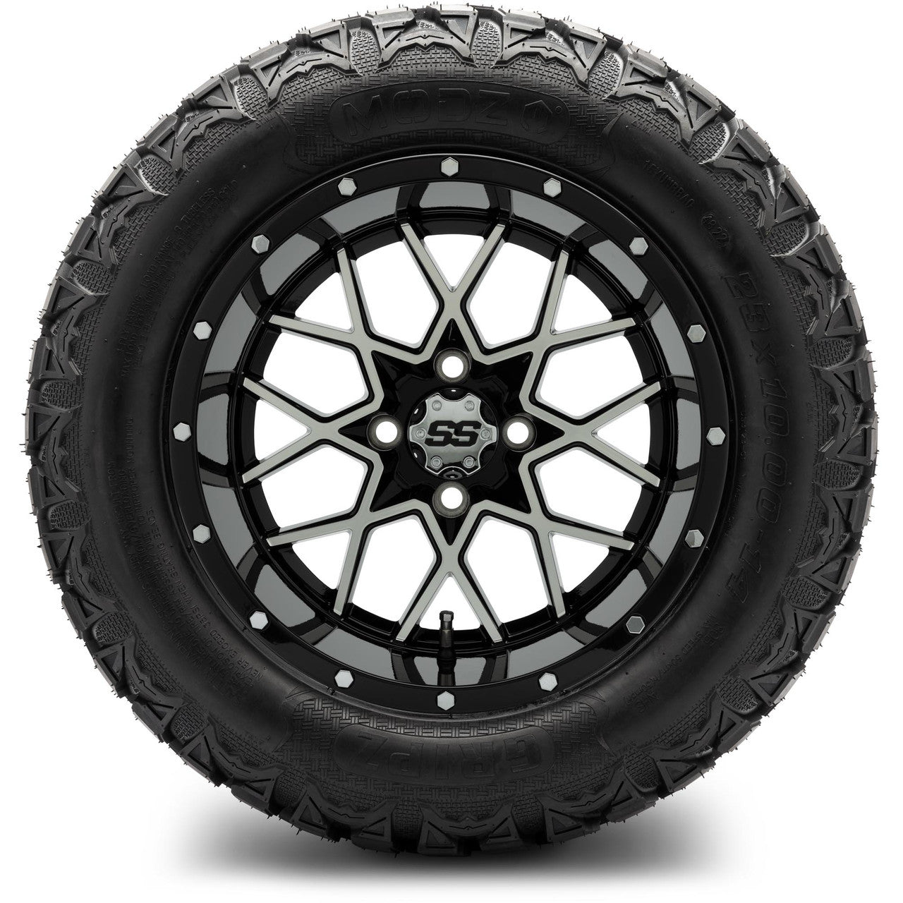 MODZ® 14" Vortex Machined Black Wheels & Off-Road Tires Combo