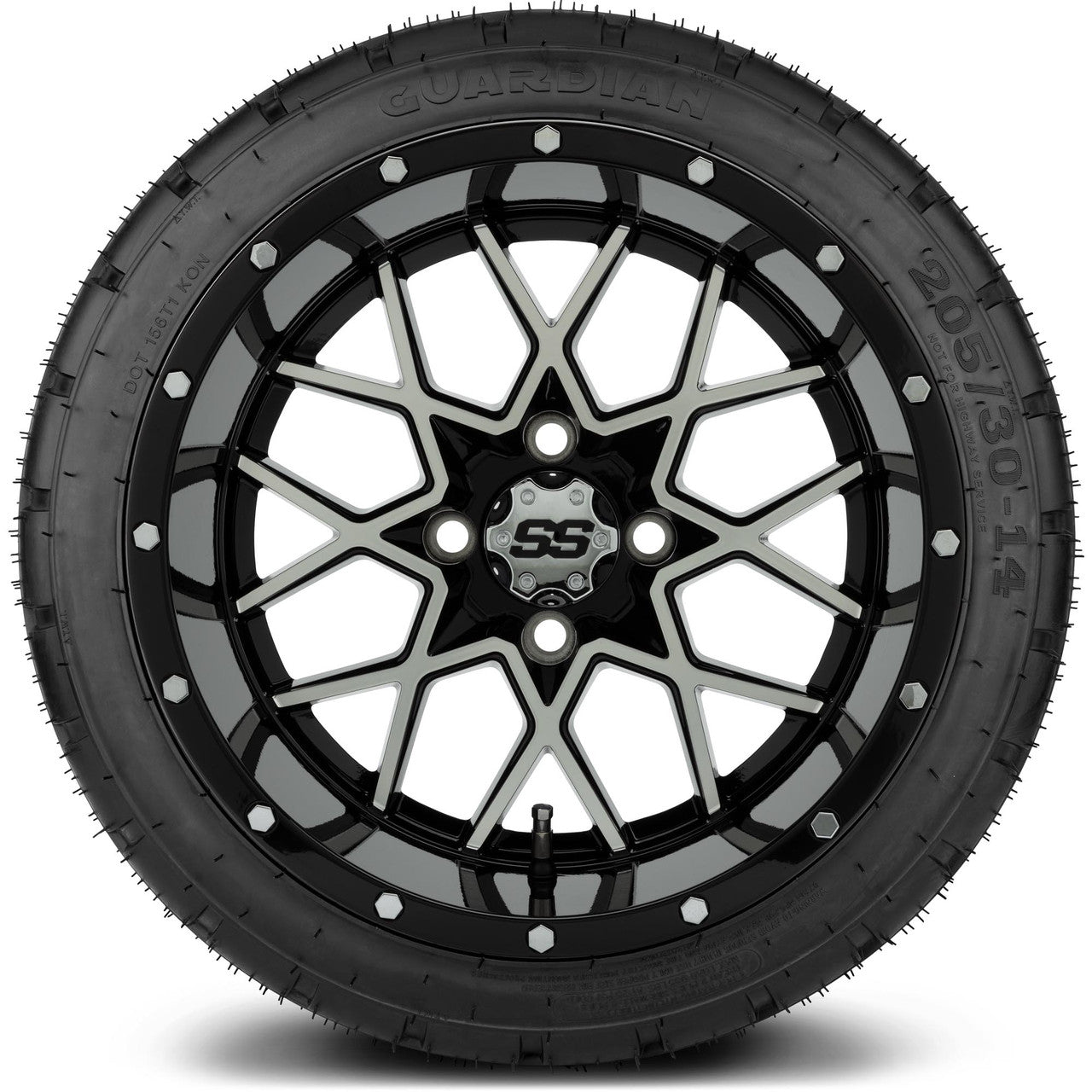 MODZ® 14" Vortex Machined Black Wheels & Street Tires Combo