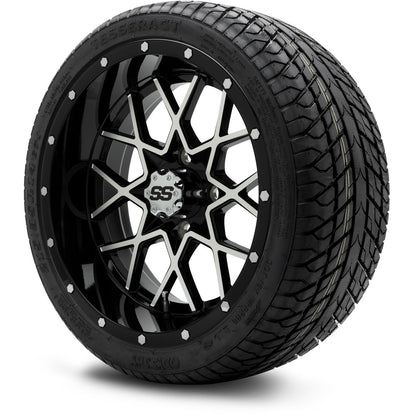 MODZ® 14" Vortex Machined Black Wheels & Street Tires Combo
