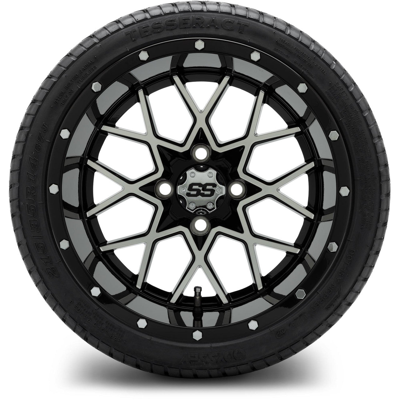 MODZ® 14" Vortex Machined Black Wheels & Street Tires Combo