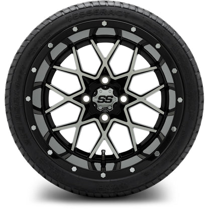 MODZ® 14" Vortex Machined Black Wheels & Street Tires Combo
