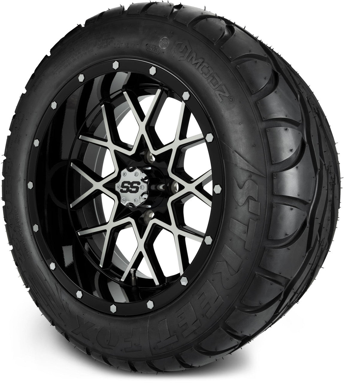 MODZ® 14" Vortex Machined Black Wheels & Street Tires Combo