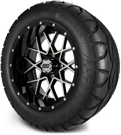 MODZ® 14" Vortex Machined Black Wheels & Street Tires Combo