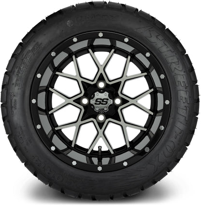 MODZ® 14" Vortex Machined Black Wheels & Street Tires Combo