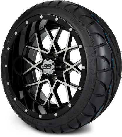 MODZ® 14" Vortex Machined Black Wheels & Street Tires Combo
