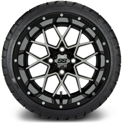 MODZ® 14" Vortex Machined Black Wheels & Street Tires Combo