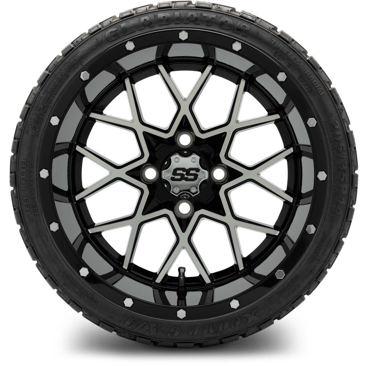 MODZ® 14" Vortex Machined Black Wheels & Off-Road Tires Combo