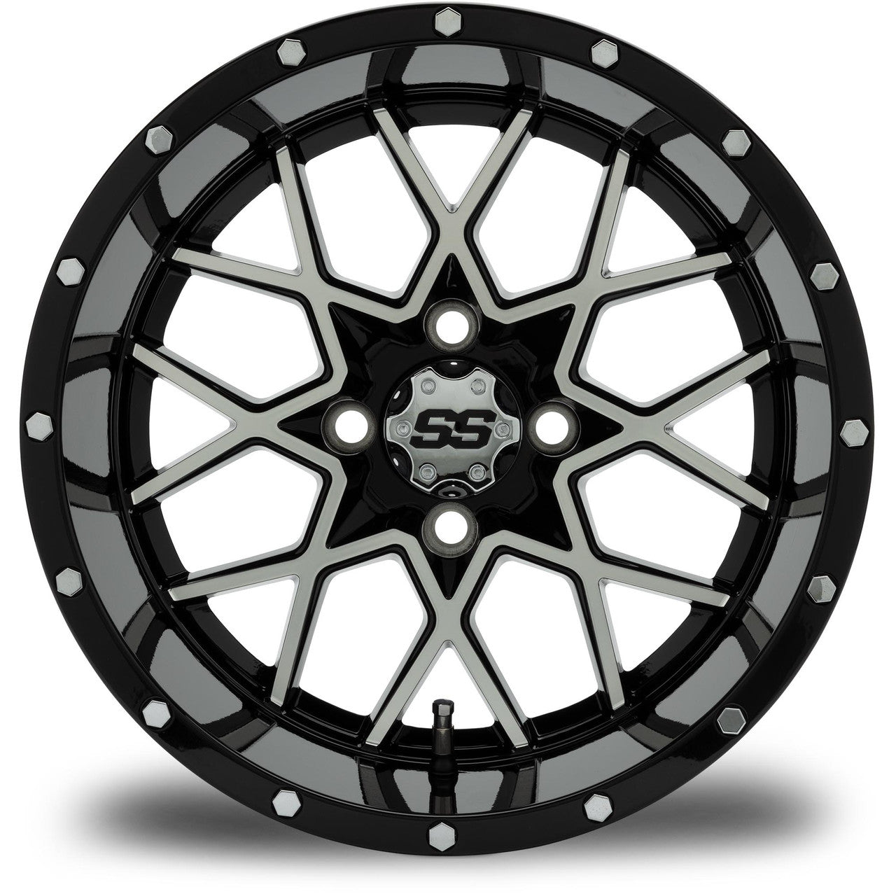 MODZ® Vortex Machined Black 14" Golf Cart Wheel