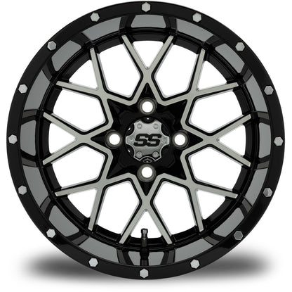 MODZ® Vortex Machined Black 14" Golf Cart Wheel