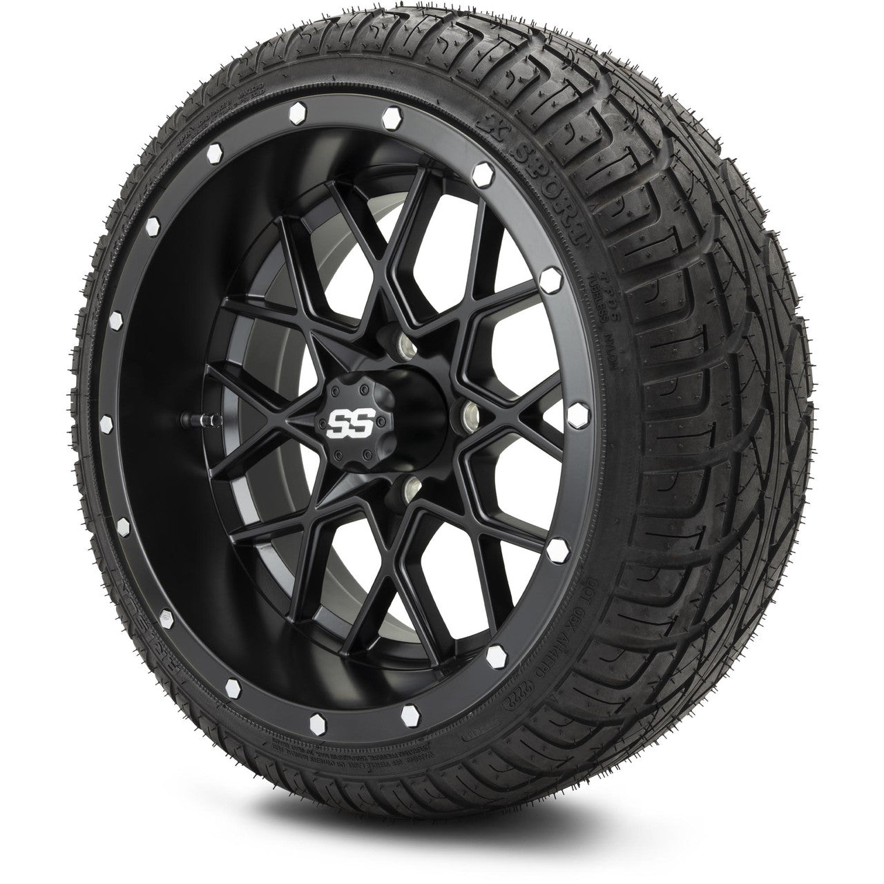 MODZ® 14" Vortex Matte Black Wheels & Street Tires Combo