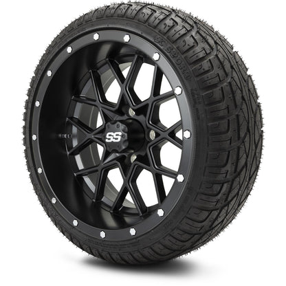 MODZ® 14" Vortex Matte Black Wheels & Street Tires Combo