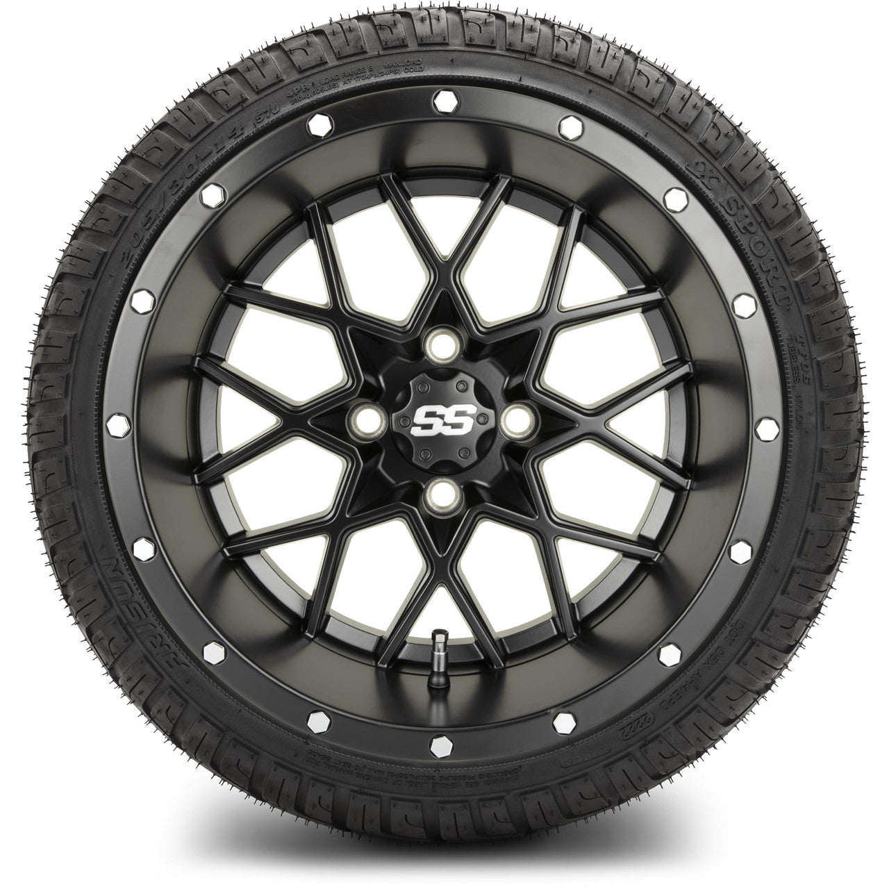 MODZ® 14" Vortex Matte Black Wheels & Street Tires Combo