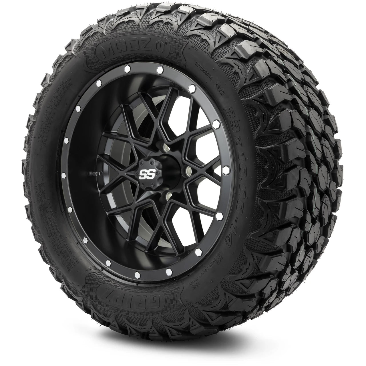 MODZ® 14" Vortex Matte Black Wheels & Off-Road Tires Combo