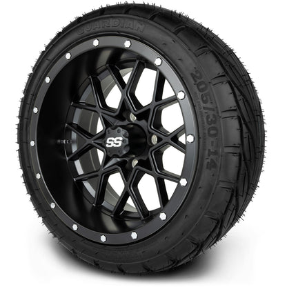 MODZ® 14" Vortex Matte Black Wheels & Street Tires Combo