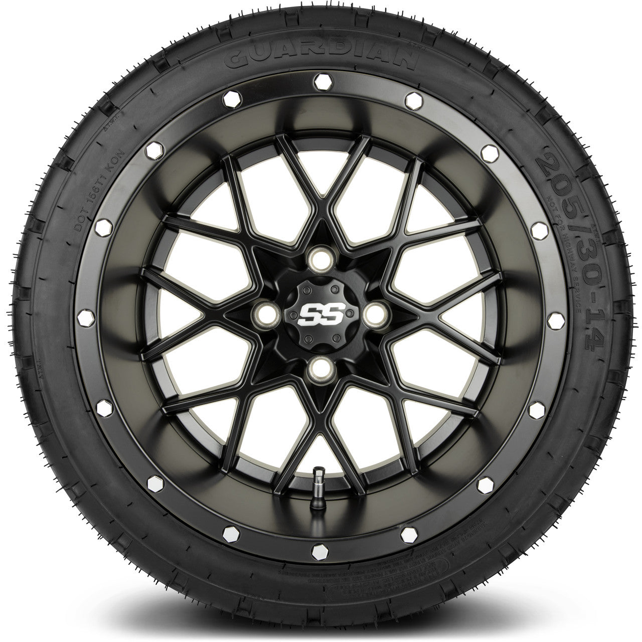 MODZ® 14" Vortex Matte Black Wheels & Street Tires Combo
