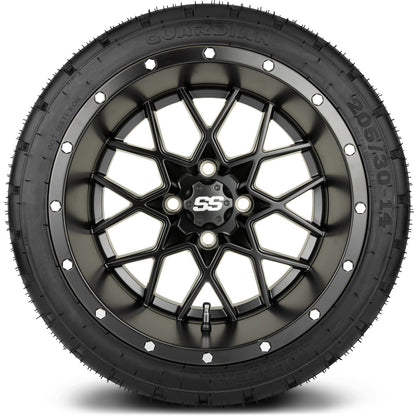 MODZ® 14" Vortex Matte Black Wheels & Street Tires Combo